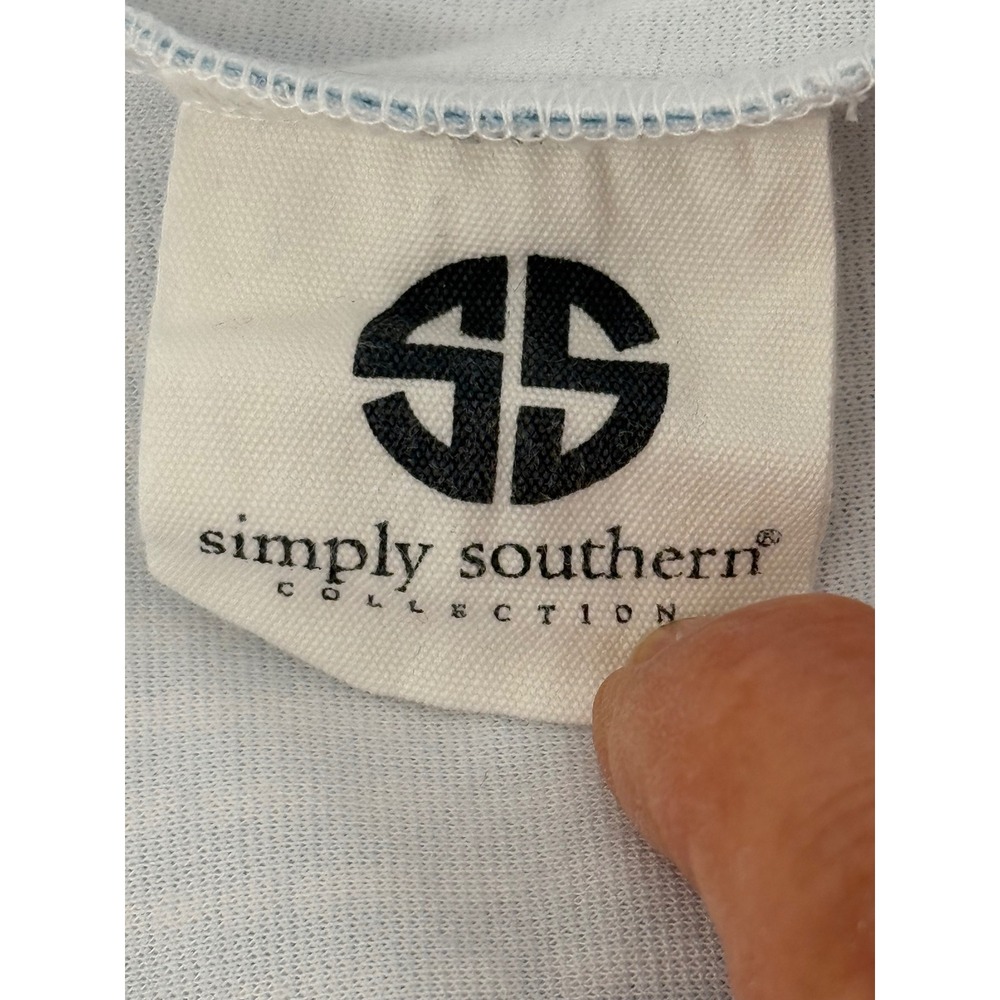 Simply‎ Southern Blue White Dash Print Sleeveless Shift Dress Women Navy Sz M - Picture 8 of 9
